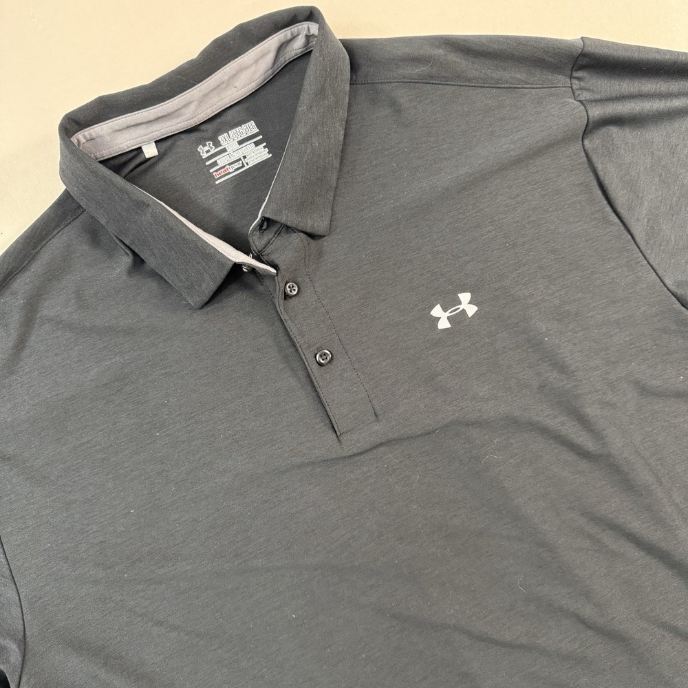 Under Armour HeatGear Polo Shirt Mens 3XL Black Loose Fit Golf Athletic